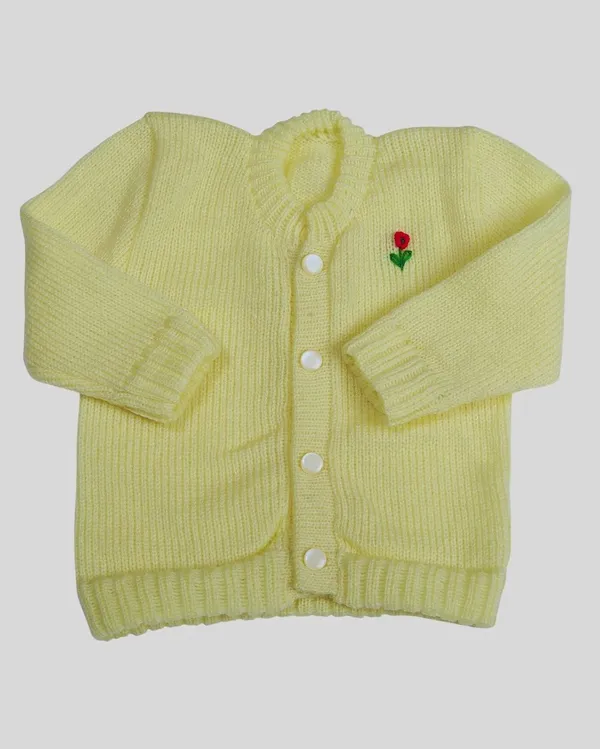 Lemon_Yellow_Sweater_Front_Open_Round_Neck_Cardigan_For_Baby