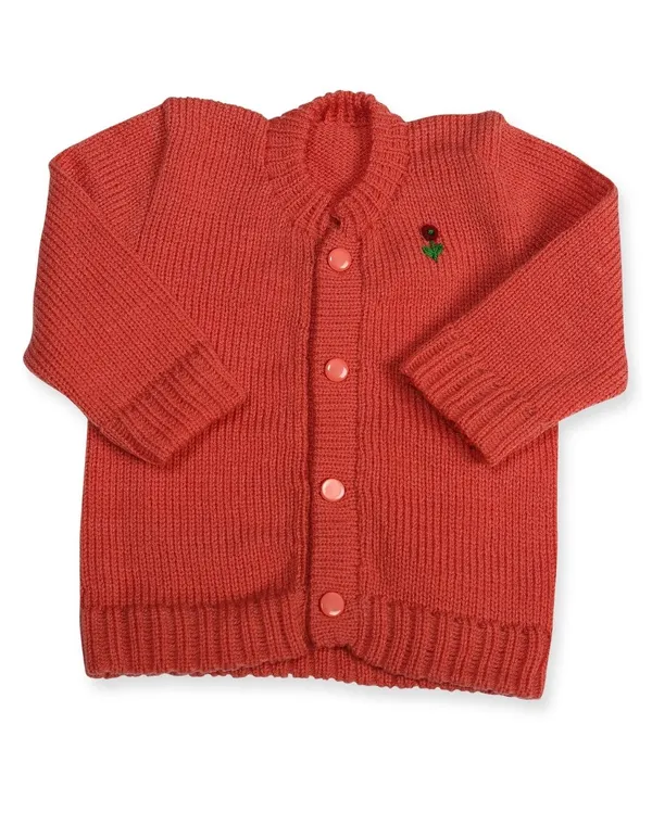 Brown_Sweater_Round_Neck_Cardigan_For_Baby(_Front_Open)