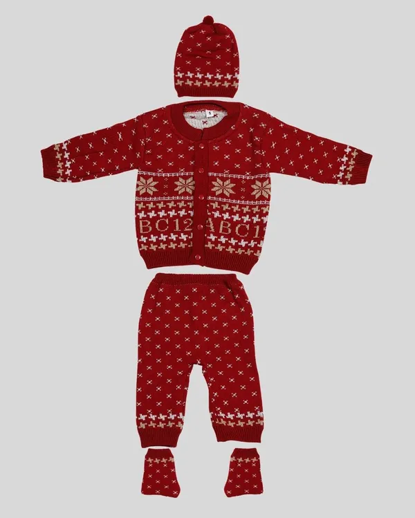 Maroon_Knitted_Sweater,_Leggings,_Cap_&_Booties_Full_Suit_For_Baby_(4_Pcs)