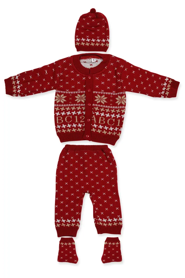 Maroon_Knitted_Sweater,_Leggings,_Cap_&_Booties_Full_Suit_For_Baby_(4_Pcs)