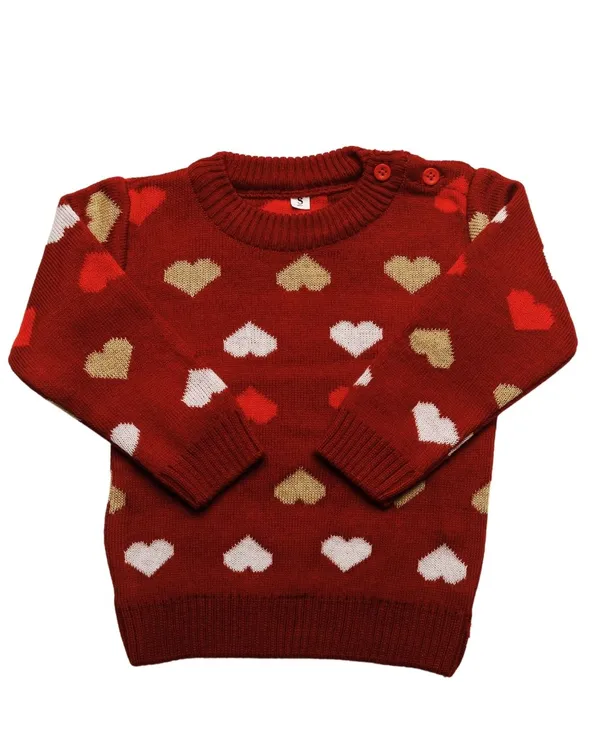 Maroon_Heart_Printed_Woolen_Full_Sleeves_Baby_Sweater_Pullover_Cardigan