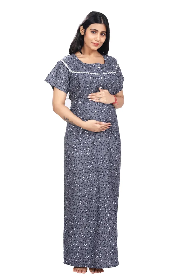 Dark_Blue_Cotton_All_Over_Print_Maternity_Nighty_For_Women