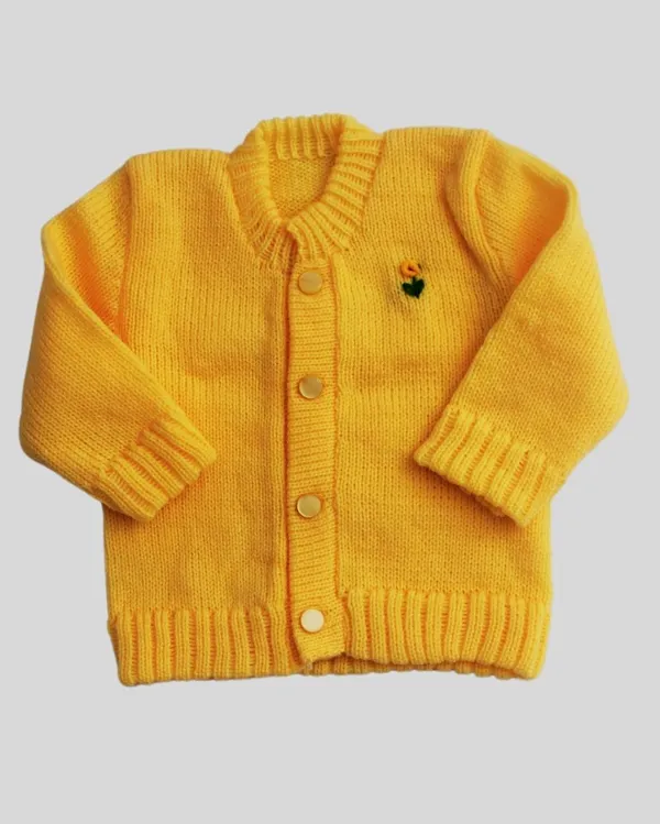 Yellow_Sweater_Front_Open_Round_Neck_Cardigan_For_Baby