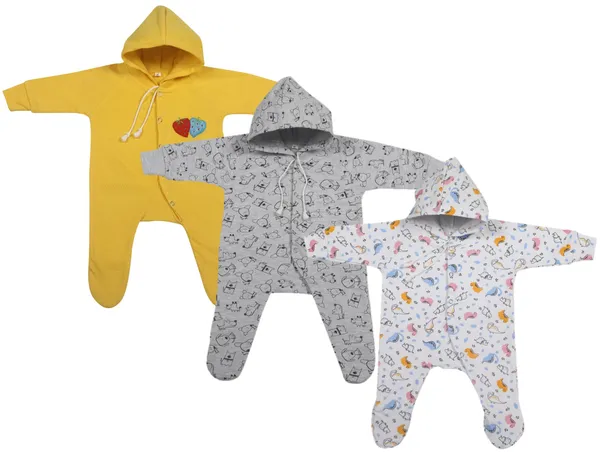 Multicolour_Romper_&_Sleepsuit_Set_For_New_Born_Baby_(Pack_Of_3)