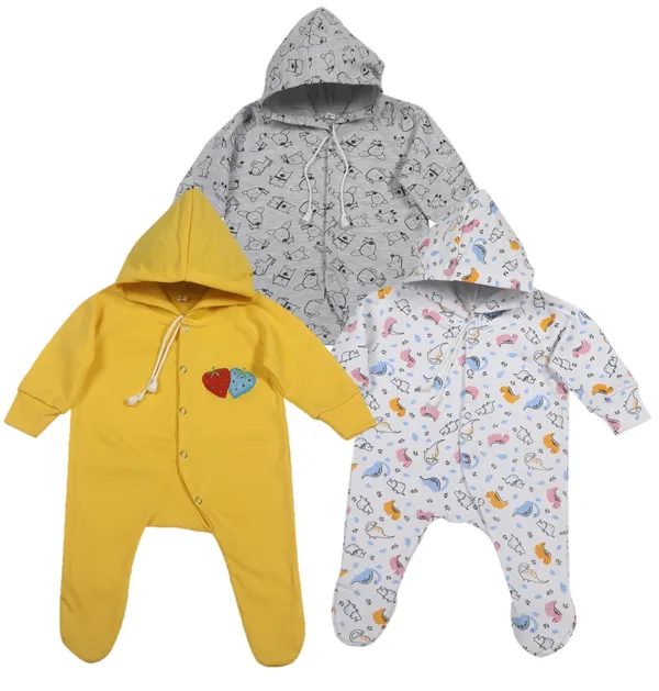 Multicolour_Romper_&_Sleepsuit_Set_For_New_Born_Baby_(Pack_Of_3)