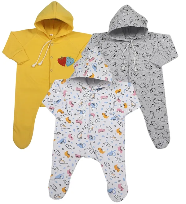Multicolour_Romper_&_Sleepsuit_Set_For_New_Born_Baby_(Pack_Of_3)