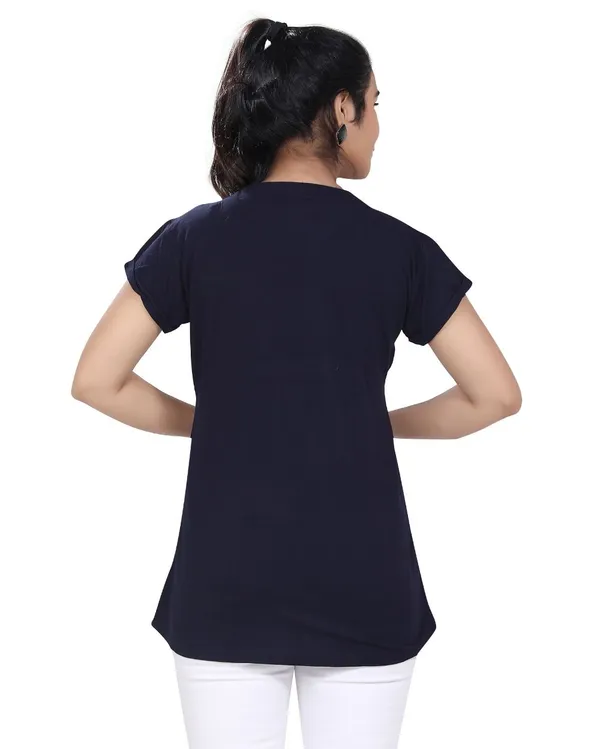 Navy_Blue_Cotton_Feeding_Top_Tshirt_For_Women
