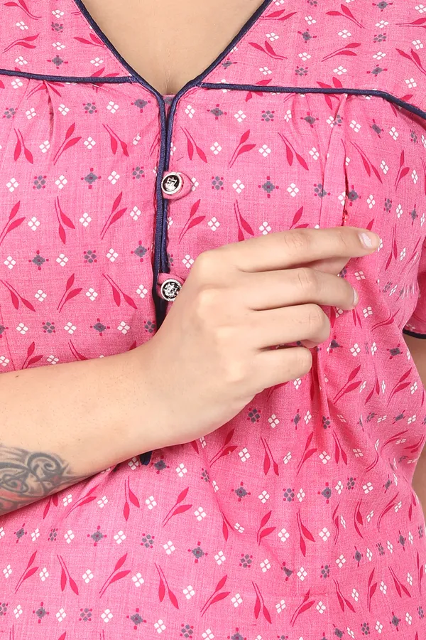 Pink_Cotton_All_Over_Print_Maternity_Nighty_For_Women