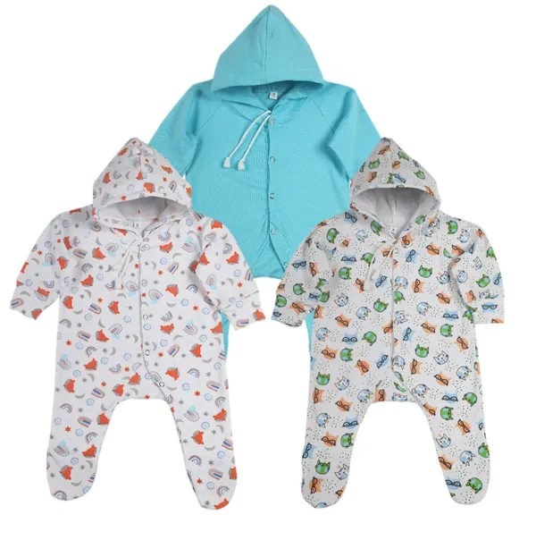 Multicolour_Romper_&_Sleepsuit_Set_For_New_Born_Baby_(Pack_Of_3)