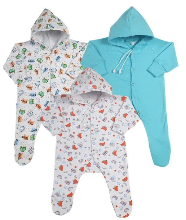 Multicolour_Romper_&_Sleepsuit_Set_For_New_Born_Baby_(Pack_Of_3)