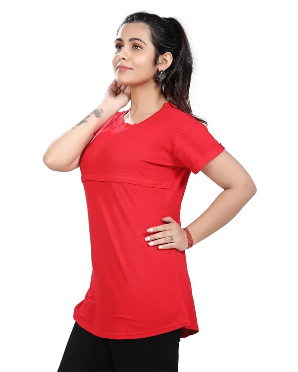 Red_Cotton_Feeding_Top_Tshirt_For_Women
