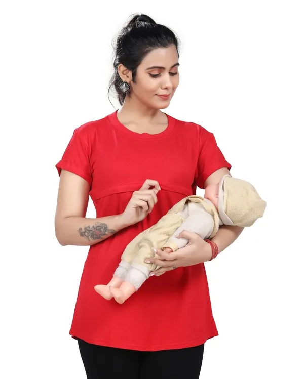 Red_Cotton_Feeding_Top_Tshirt_For_Women