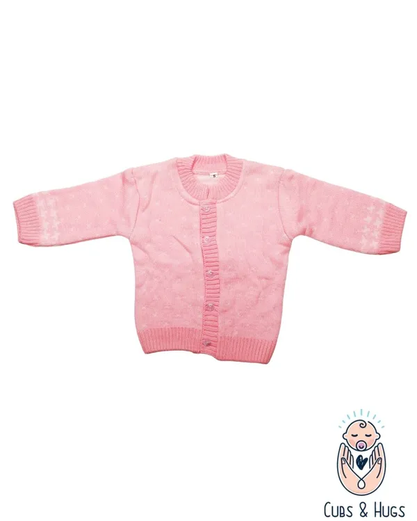 Pink_Woolen_Round_Neck_Cardigan_Sweater_For_Baby_Girls_&_Boys