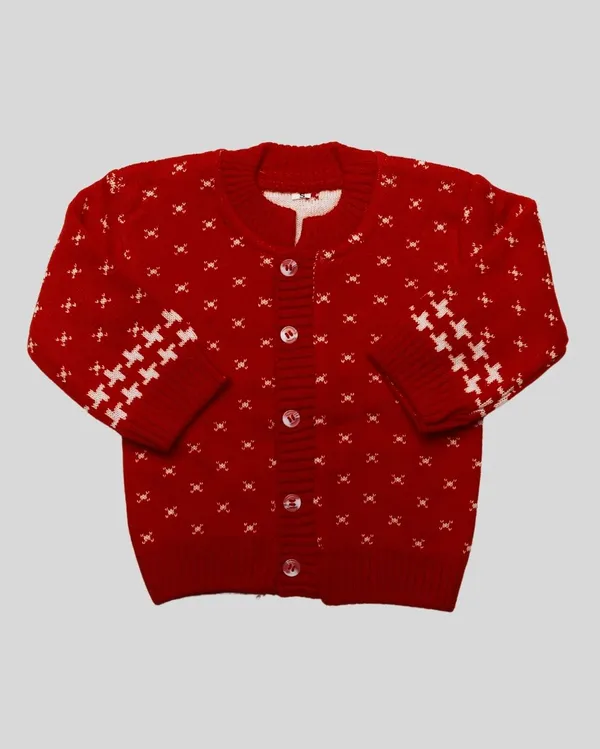 Red_Woolen_Round_Neck_Cardigan_Sweater_For_Baby_Girls_&_Boys