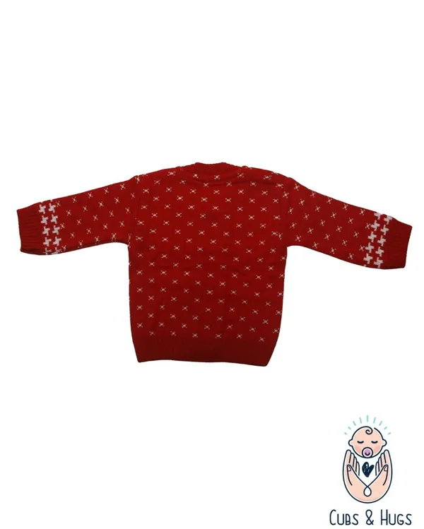 Red_Woolen_Round_Neck_Cardigan_Sweater_For_Baby_Girls_&_Boys