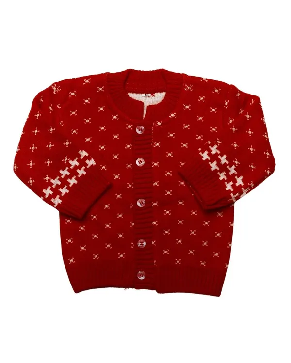 Red_Woolen_Round_Neck_Cardigan_Sweater_For_Baby_Girls_&_Boys