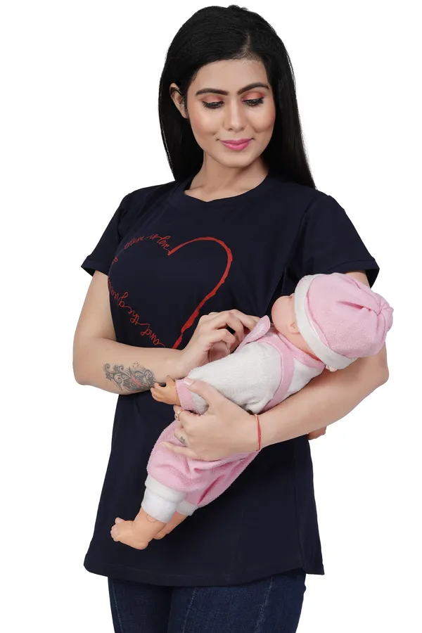 Navy_Blue_Cotton_Feeding_Top_Tshirt_For_Women