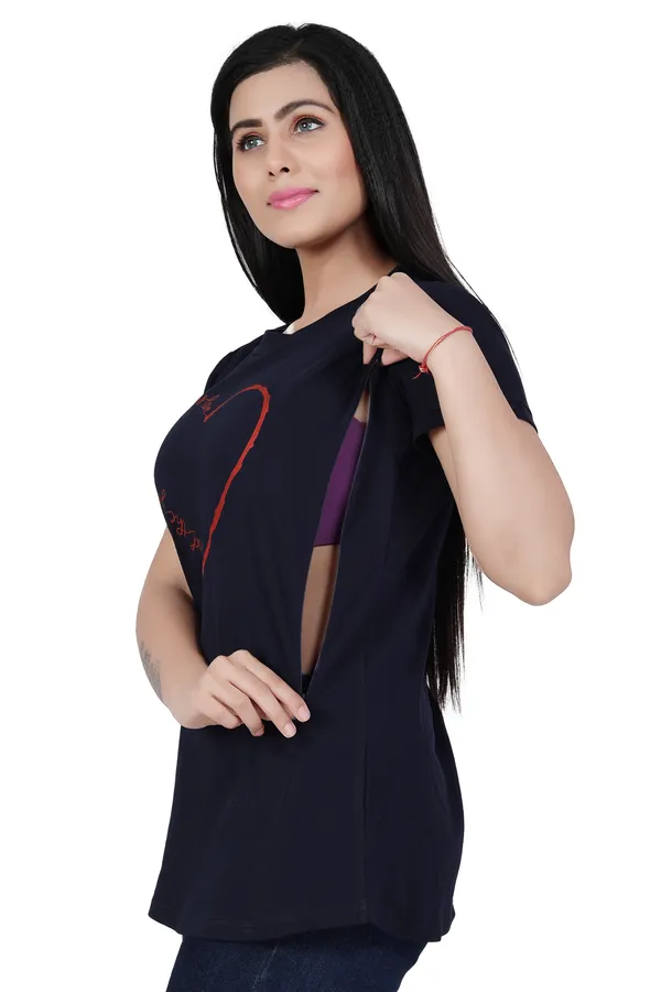 Navy_Blue_Cotton_Feeding_Top_Tshirt_For_Women