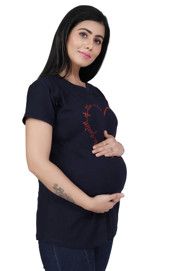 Navy_Blue_Cotton_Feeding_Top_Tshirt_For_Women