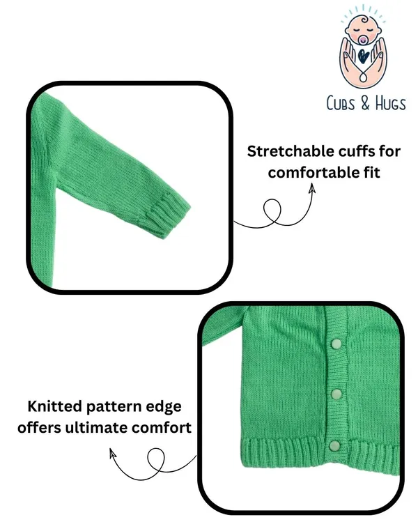 Green_Sweater_Round_Neck_Cardigan_For_Baby(_Front_Open)