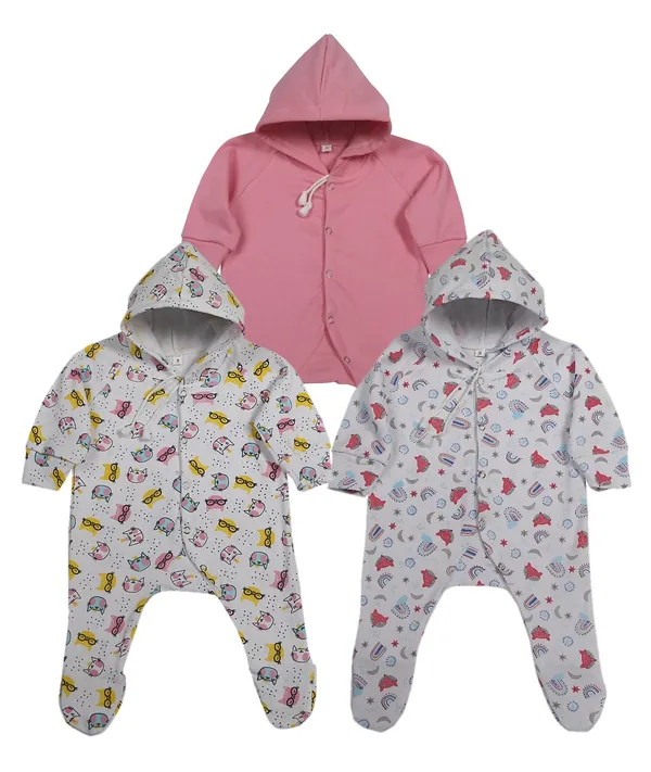 Multicolour_Romper_&_Sleepsuit_Set_For_New_Born_Baby_(Pack_Of_3)