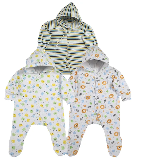 Multicolour_Romper_&_Sleepsuit_Set_For_New_Born_Baby_(Pack_Of_3)