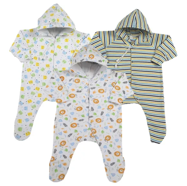 Multicolour_Romper_&_Sleepsuit_Set_For_New_Born_Baby_(Pack_Of_3)