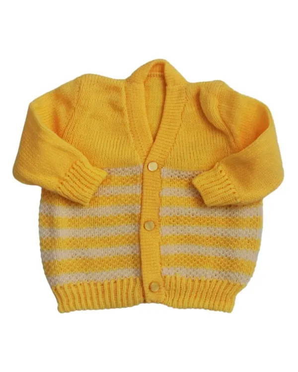 Yellow_Sweater_Front_Open_V_Neck_Stripe_Design_For_Baby