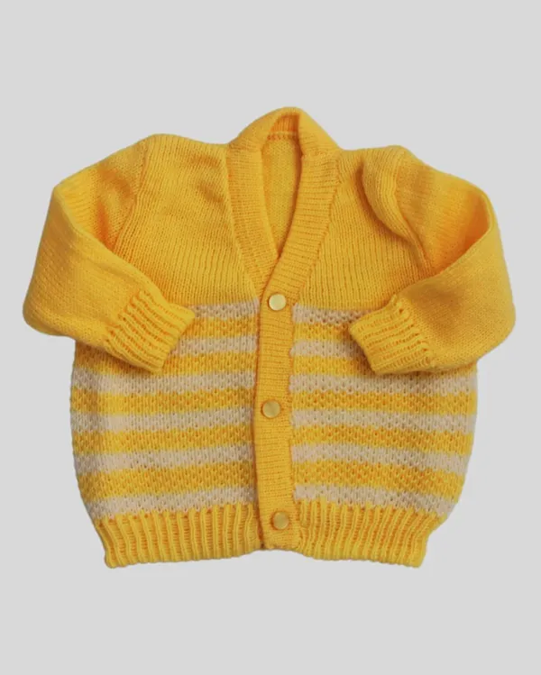 Yellow_Sweater_Front_Open_V_Neck_Stripe_Design_For_Baby