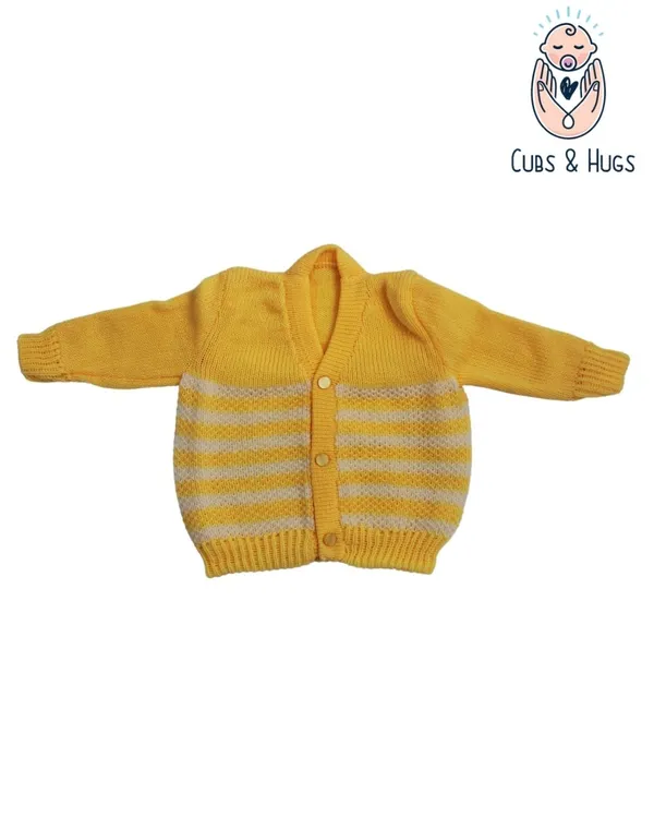 Yellow_Sweater_Front_Open_V_Neck_Stripe_Design_For_Baby