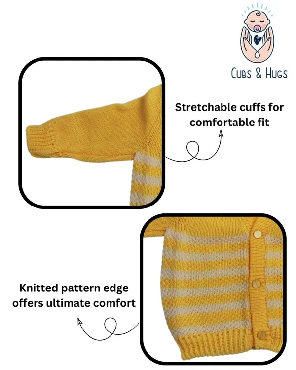 Yellow_Sweater_Front_Open_V_Neck_Stripe_Design_For_Baby