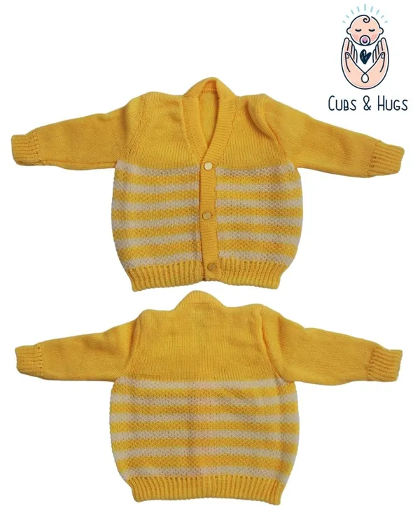 Yellow_Sweater_Front_Open_V_Neck_Stripe_Design_For_Baby