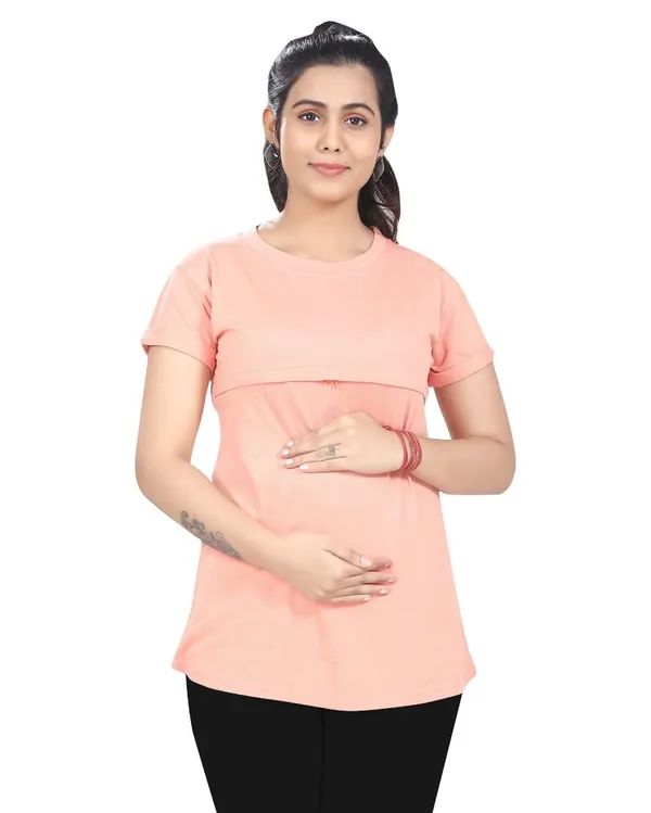 Peach_Cotton_Feeding_Top_Tshirt_For_Women