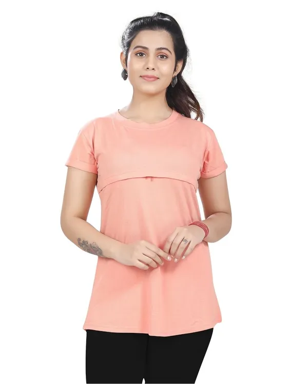 Peach_Cotton_Feeding_Top_Tshirt_For_Women