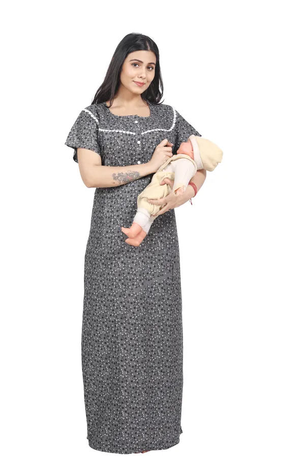 Grey_Cotton_All_Over_Print_Maternity_Nighty_For_Women
