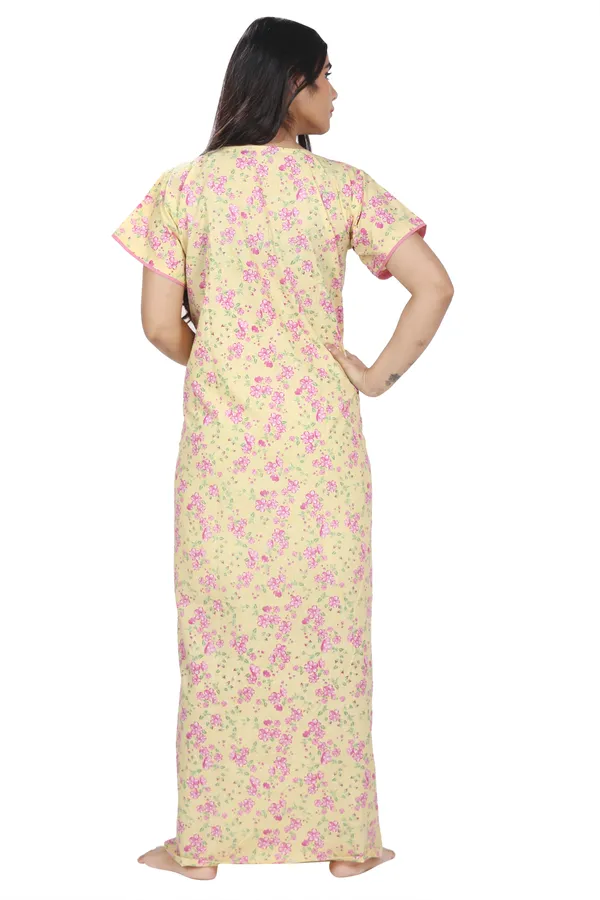 Lemon_Yellow_Cotton_All_Over_Print_Maternity_Nighty_For_Women