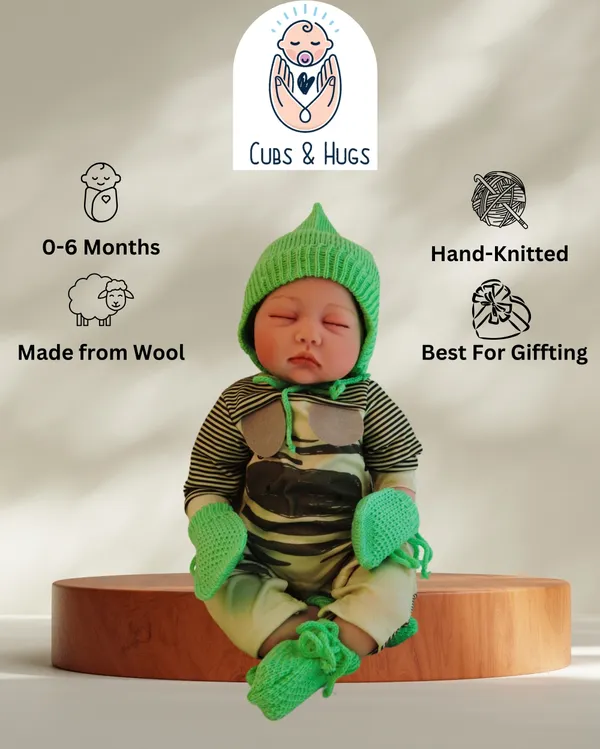 Green_Knitted_Woollen_Mittens,_Booties_&_Cap_Set_For_New_Born_Baby