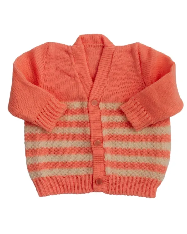 Pink_Sweater_Front_Open_V_Neck_Stripe_Design_For_Baby