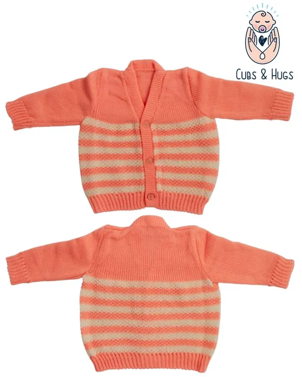Pink_Sweater_Front_Open_V_Neck_Stripe_Design_For_Baby
