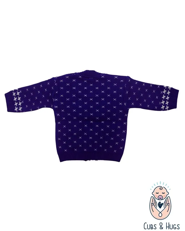 Blue_Woolen_Round_Neck_Cardigan_Sweater_For_Baby_Girls_&_Boys
