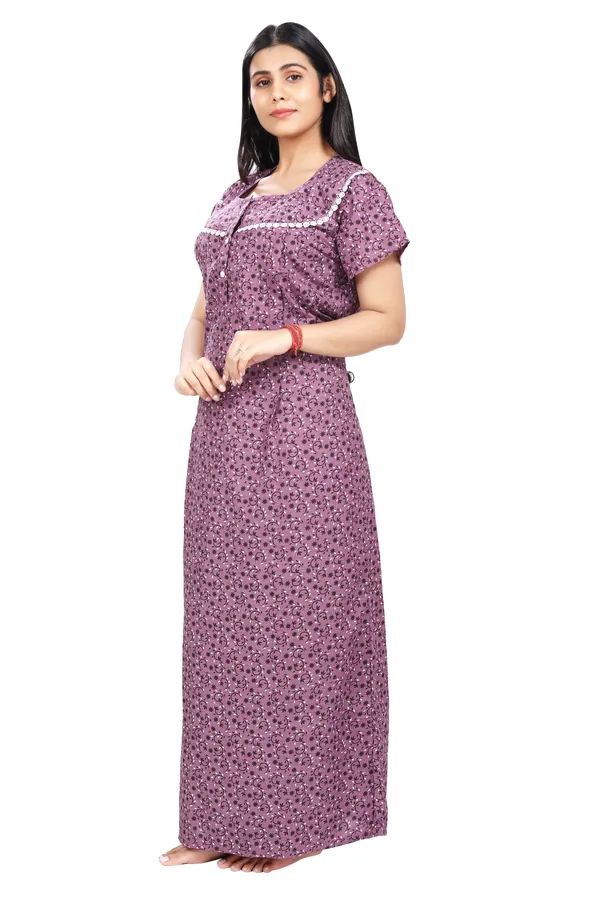 Dark_Pink_Cotton_All_Over_Print_Maternity_Nighty_For_Women