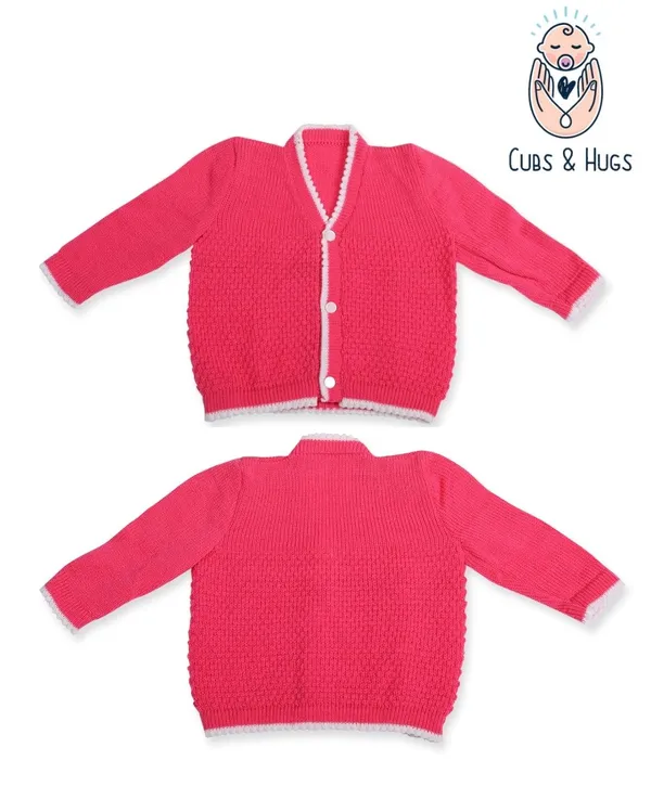 Pink_Sweater_Front_Open_V_Neck_Coat_For_Baby