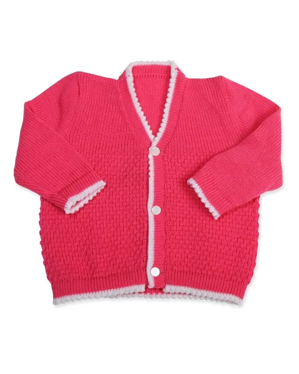 Pink_Sweater_Front_Open_V_Neck_Coat_For_Baby