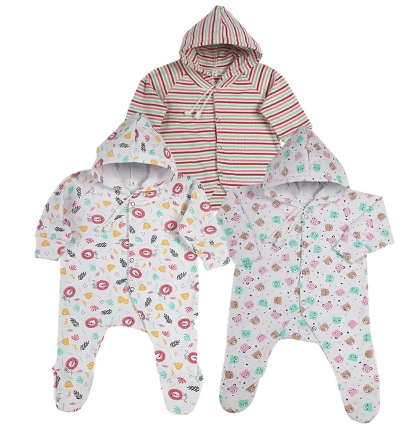 Multicolour_Romper_&_Sleepsuit_Set_For_New_Born_Baby_(Pack_Of_3)