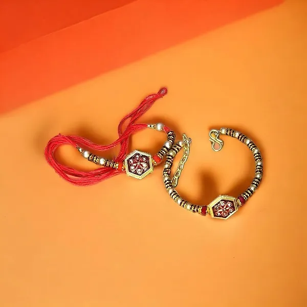 Gold_&__Red__&_Maroon_Mauli_Thread_Lumba__Set_(Luma_Rakhi_Golden_Set_Bhaiya_Bhabhi)