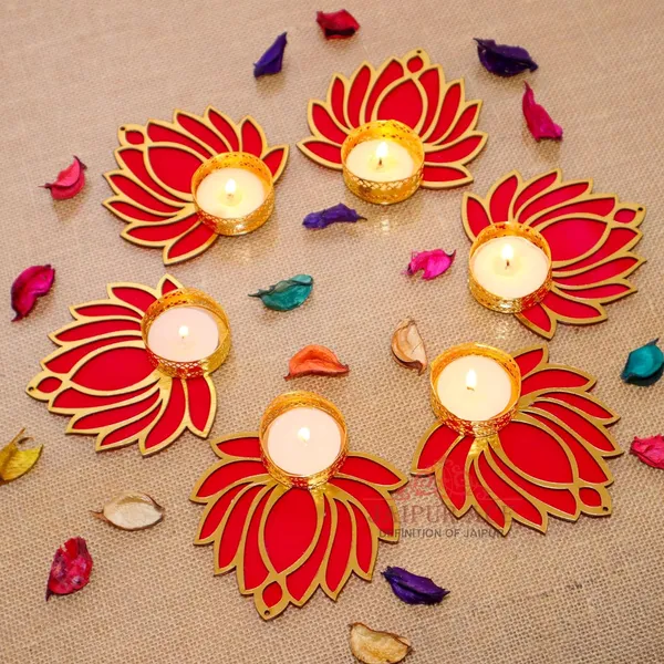 Set_of_6_Traditional_Handmade_Lotus_Candle_Holder_Rangoli_Tealight/Diya/Candles_Set_For_Home_Decoration