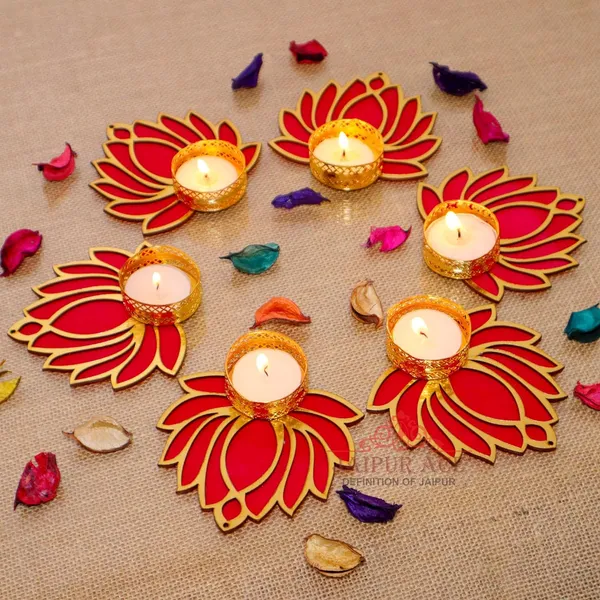 Set_of_6_Traditional_Handmade_Lotus_Candle_Holder_Rangoli_Tealight/Diya/Candles_Set_For_Home_Decoration