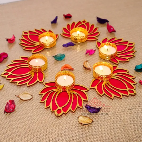 Set_of_6_Traditional_Handmade_Lotus_Candle_Holder_Rangoli_Tealight/Diya/Candles_Set_For_Home_Decoration
