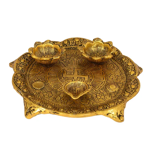Gold_Plated_Pooja_Thali_With_Diya_For_Home_Temple