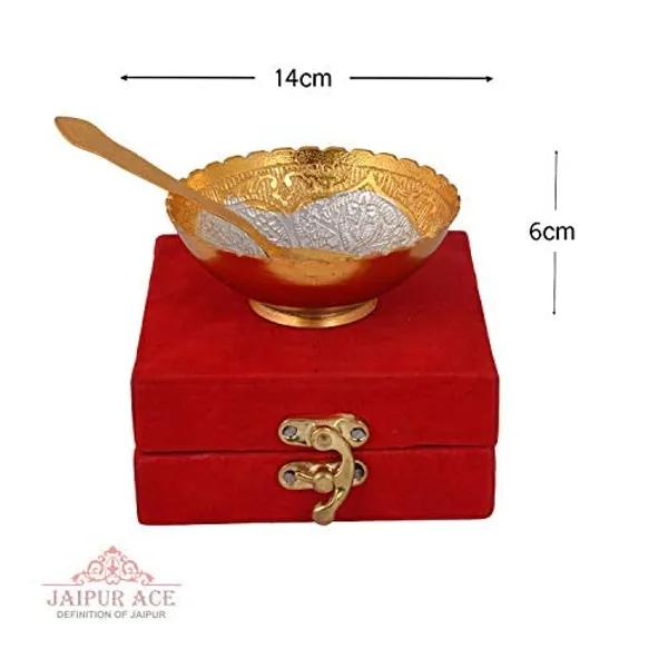 Silver_and_Gold_Plated_Bowl_Set_(Bowl_with_Spoon)_in_Red_Velvet_Box_3.5_Inch_Diameter
